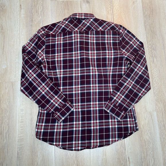 Express Shirt Men’s XL  Red White Plaid Fitted Long Sleeve Button Down Slim Fit - Picture 7 of 7